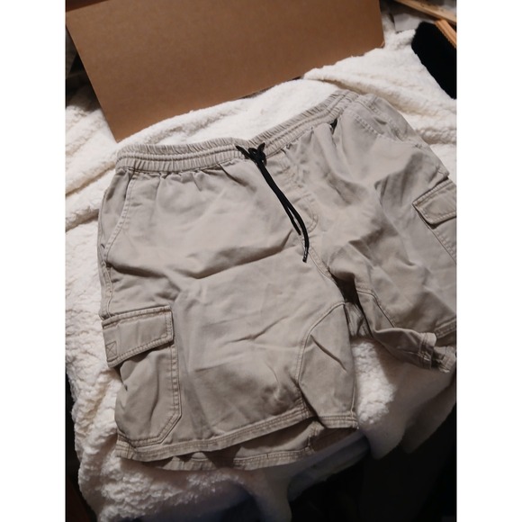 Hurley Shorts Mens L Khaki Chino 36-38 Drawstring Elastic Waist‎ Cotton Casual - Picture 1 of 11